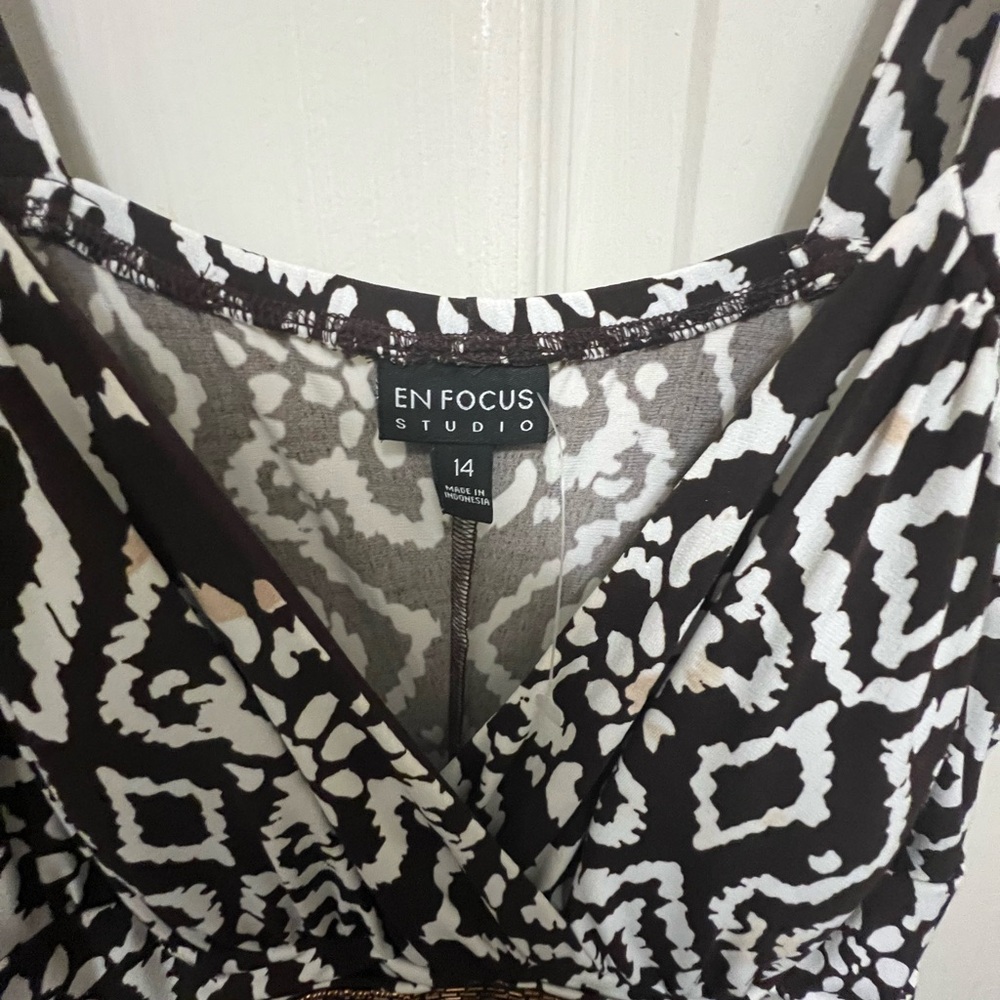 En Focus Studio Black and White Patterned Dress
